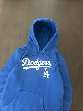 Los Angeles Dodgers Hoodie Blue MLB Fan Gear Pullover Sweatshirt White Logo L